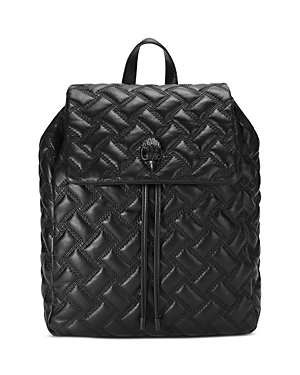 Shop Kurt Geiger Kensington Quilted Leather Drawstring Backpack In Black