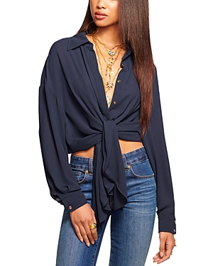 Shop Ramy Brook Raven Button Up Shirt In Navy