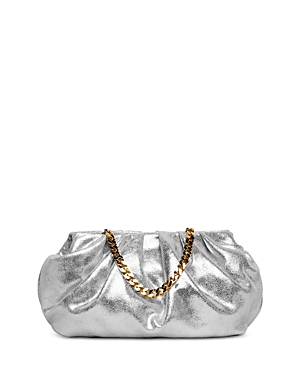 Liselle Kiss Julie Metallic Leather Shoulder Bag In Silver