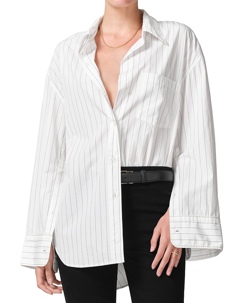 Citizen Of Humanity Cocoon Cotton Shirt In Bitter Chocolate Stripe