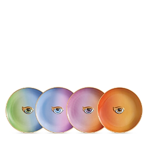 Shop L'objet Lito Eye Canape Plates, Set Of 4 In Multi