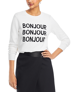 Shop Karl Lagerfeld Bonjour Sweater In Soft White/black