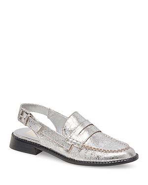 Shop Dolce Vita Women's Hardi Slip On Slingback Loafer Flats In Silver