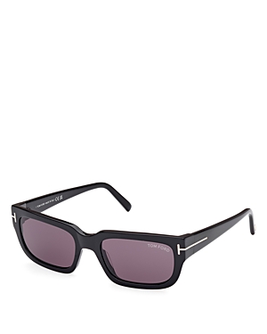 Shop Tom Ford Rectangular Sunglasses, 54mm In Black/purple Solid