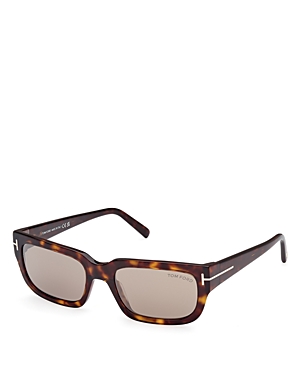 Tom Ford Ezra 54mm Rectangular Sunglasses In Havana/brown Mirrored Solid