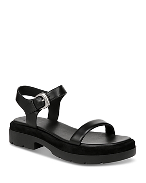 Shop Vince Women's Heloise Leather Ankle Strap Sandals In Black Leather