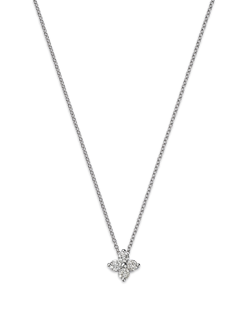 Bloomingdale's Fine Collection Diamond Flower Pendant Necklace in 14K White Gold, 0.25 tcw