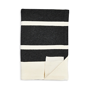 Vince Stripe Cashmere Throw Blanket In Blanc