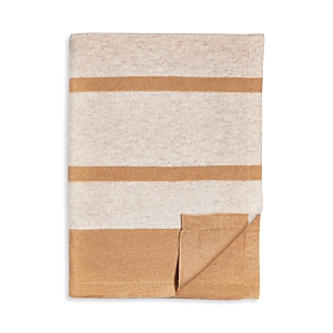 Vince Stripe Cashmere Throw Blanket In Camel