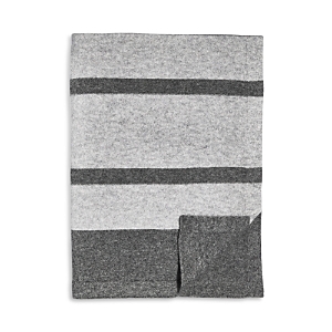 Shop Vince Cashmere Striped Throw In Heather Gray