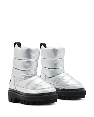 Shop Allsaints Women's Alba Alpine Quilted Boots In Silver