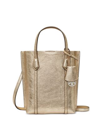 Tory Burch Perry Metallic Leather Mini North South Tote | Bloomingdale's