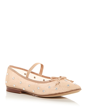 Shop Jeffrey Campbell Women's Releve Embellished Mesh Mary Jane Flats In Nude