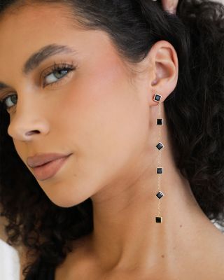 Geometric Linear Drop Earrings in 18K Gold Plated 