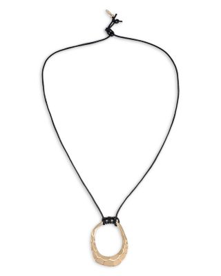 Hammered Loop Pendant Necklace in 18K Gold Plated, 24"