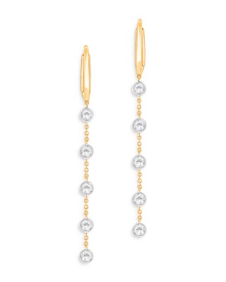 HARAKH - Diamond Bezel Linear Drop Earrings in 18K Yellow Gold, 0.30 ct. t.w.