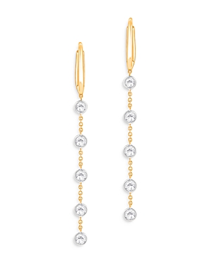 Harakh Diamond Bezel Linear Drop Earrings In 18k Yellow Gold, 0.30 Ct. T.w. In Gold/white