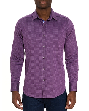 Robert Graham Metro Classic Fit Long Sleeve Button Front Shirt In Purple