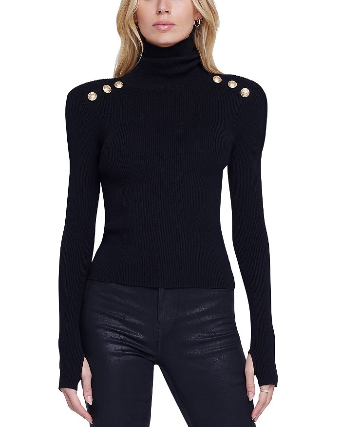 L'agence Multicolor Gold Stripe Turtleneck Long Sleeve Sweater