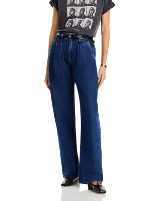 Anine Bing - Carrie Pleated Wide Leg Jeans in Dark Blue