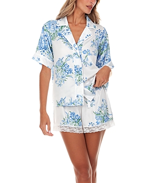 FLORA NIKROOZ SELENA PRINTED SATIN PAJAMA SET