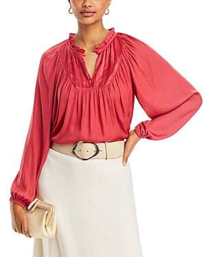 T Tahari Keyhole Blouse In Shadow Pink