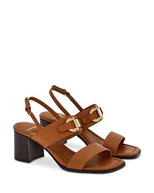 Ferragamo Women's Lou Gancini Block Heel Sandals In Cuoio