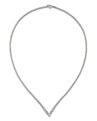 Bloomingdale's Fine Collection - Diamond Chevron Tennis Necklace in 14K White Gold, 5.0 tcw