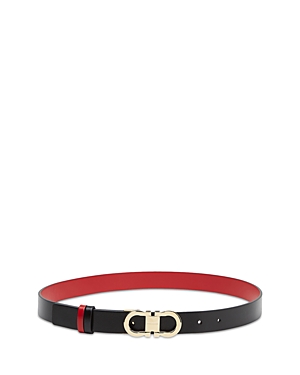 Ferragamo Women's Double Gancini Reversible Leather Belt