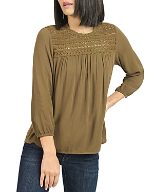 Lace Front Peasant Top