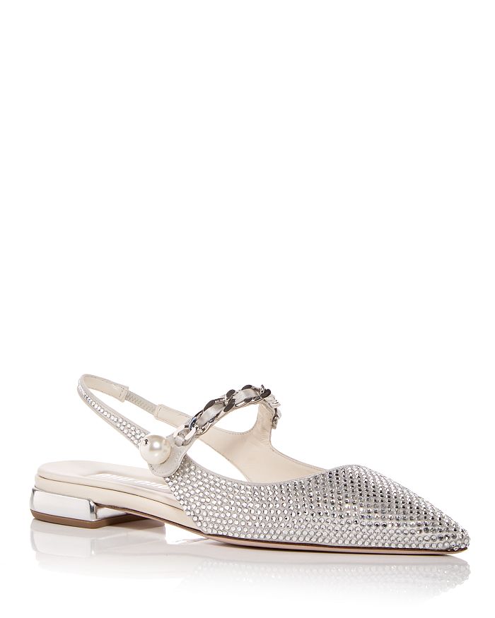 Miu Miu Women's Embellished Slingback Flats | Bloomingdale's