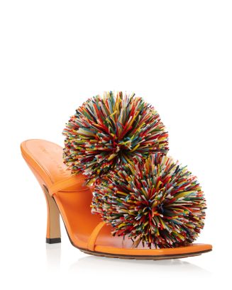 サンダル・ミュール BOTTEGA VENETA ORANGE LEATHER ADAM SANDALS Bottega Veneta Adam Flower-detailed Leather Sandals In New
