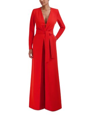 Bcbgmaxazria Long Sleeve Wide Leg Jumpsuit In Molten Lava ModeSens