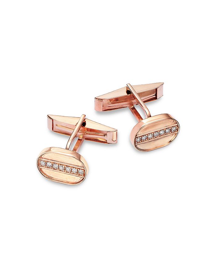 Bloomingdale's Men's Diamond Oval Cufflinks in 14K Rose Gold, 0.20 ct