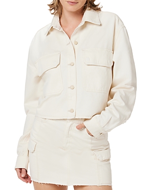 Shop Hudson Oversized Cropped Twill Shirt Jacket In First Egret