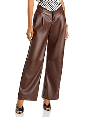 Shop Line & Dot Halle Faux Leather Pants In Cocoa