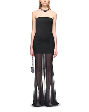 David Koma Strapless Illusion Gown In Black