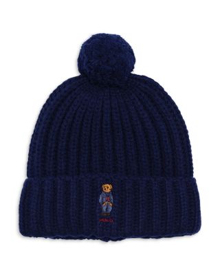 Pom Pom Denim Bear Beanie