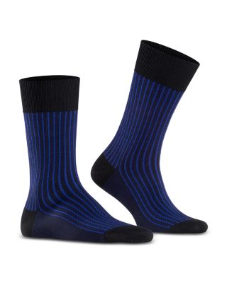 Mercerized Cotton & Nylon Two Tone Stripe Jacquard Dress Socks