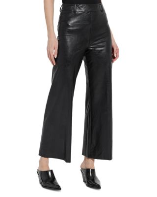 High Waist Wide Leg Faux Leather Pants