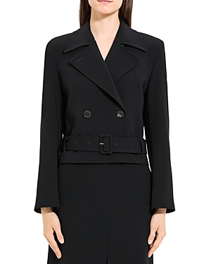 Shop Theory Cropped Trench Jacket In Black