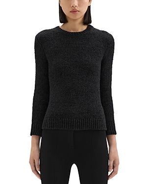 Theory Slim-fit Wool-blend Pullover Sweater In Black