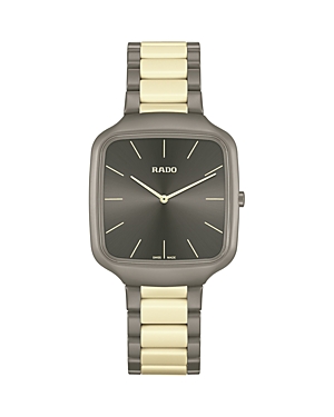 Shop Rado True Square Thinline X Le Corbusier Watch, 37mm X 43mm In Gray/gold
