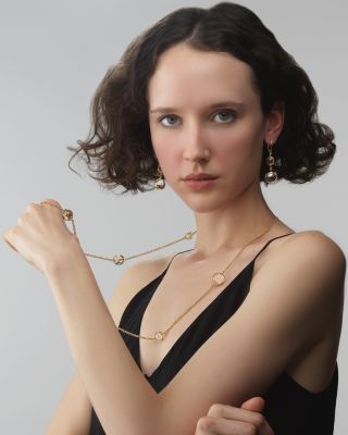 18K Yellow Gold Prisma Crystal Quartz Long Statement Necklace, 37"