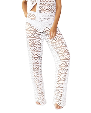 Shop Pq Swim High Waist Lace Swim Cover-up Pants In Water Lilly