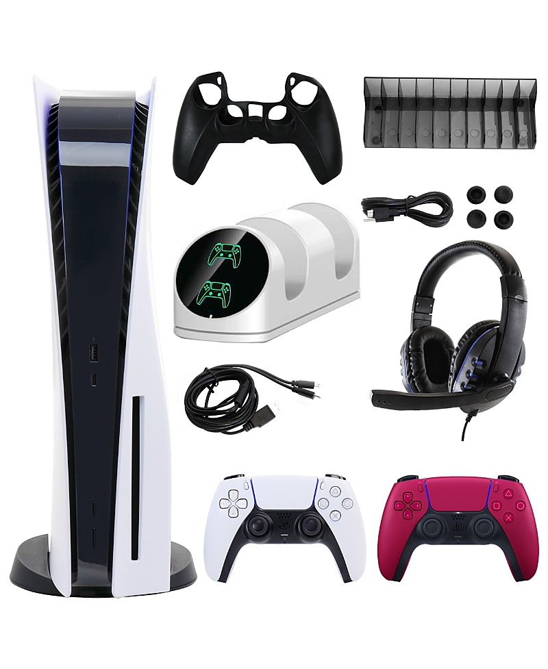 Sony PS5 Core with Extra Red Dualsense Controller and Accessories Kit