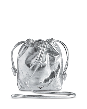Shop Zadig & Voltaire Rock To Go Metallic Leather Bucket Bag In Silver