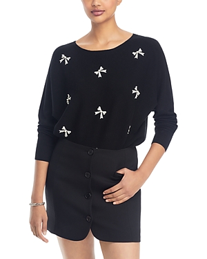 Sioni Faux-pearl Embellished Bow Jumper In Black