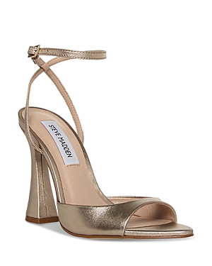 Shop Steve Madden Women's Beki High Heel Sandals In Gold Leather
