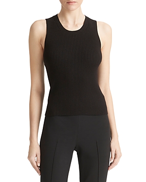 Vince Ribbed High-neck Tank Top In Black